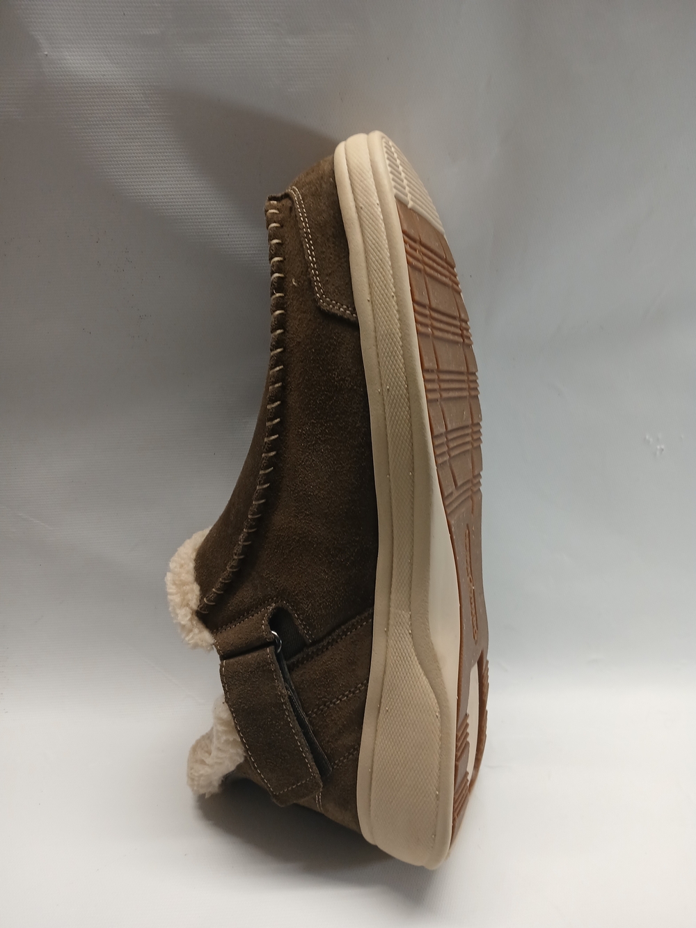 Orthofeet Men's Othopedic Brown Suede Slip-On with Cream Shearling Collar - Picture 7 of 15